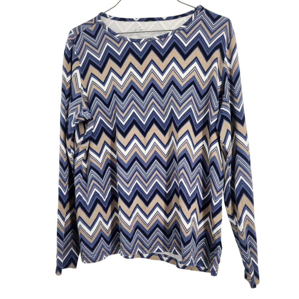 Kim Rogers Long Sleeve Chevron Top - Women's Size XL Extra Large